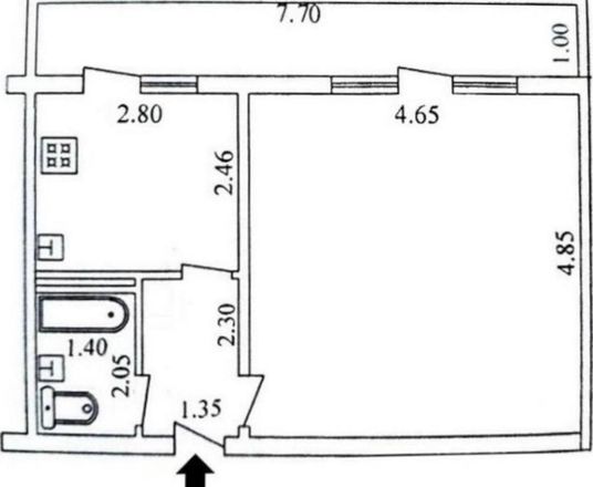 В продаже 1-комн. квартира, 42 м²