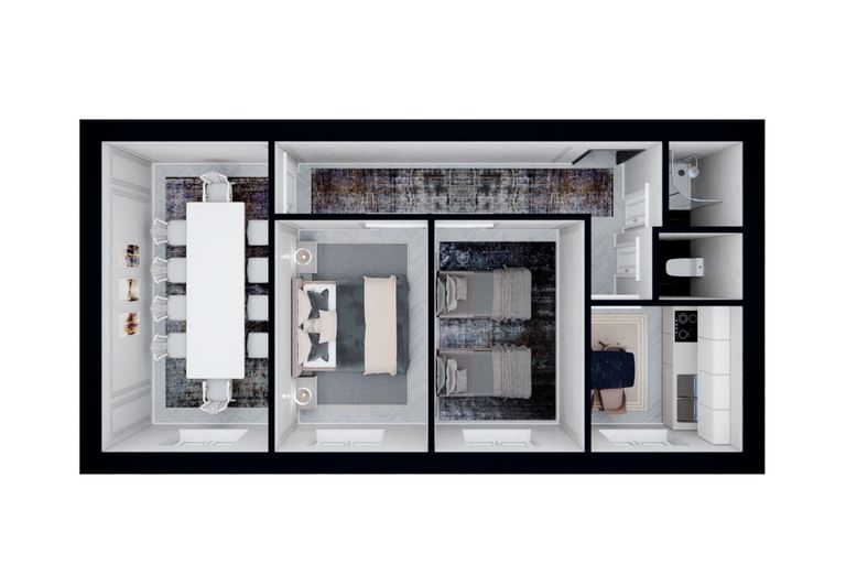 3-хонали, 65 м², 2/5 қават