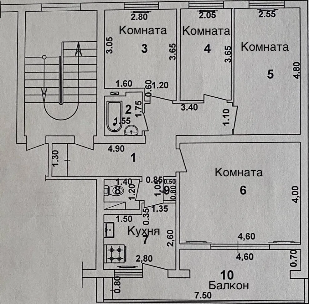 Сотувда 4 хонали квартира, 79 м²